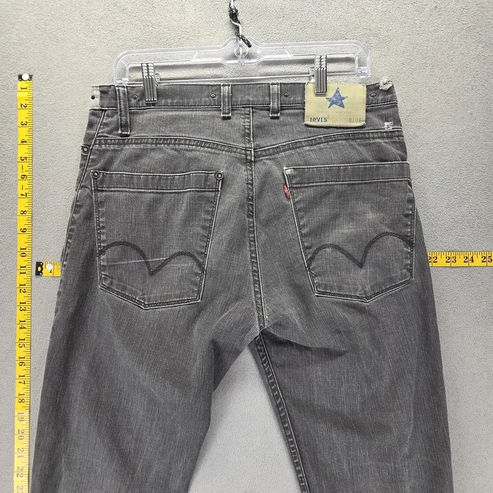 Vintage Levis Blue Star Jeans Mens 34x34 Gray Charcoal Wash Zip Fly Engineered